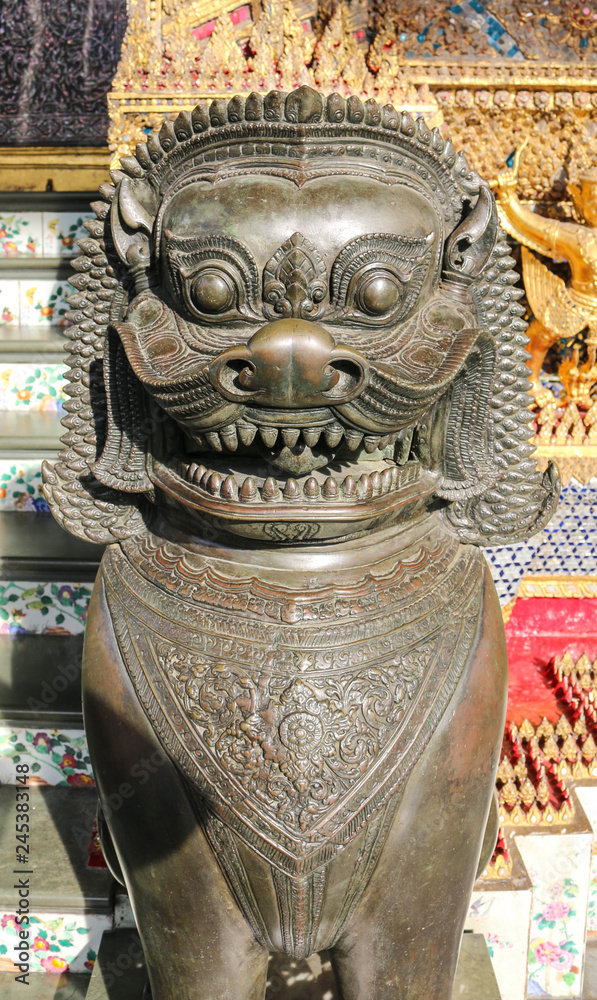 Buddhist  sculpture of a lion in Thailand