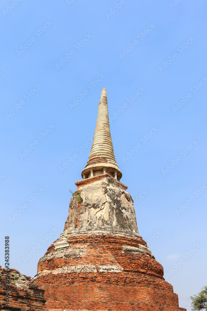 Ancient pagoda Ayutthaya and blue sky Ancient pagoda Ayutthaya and blue sky