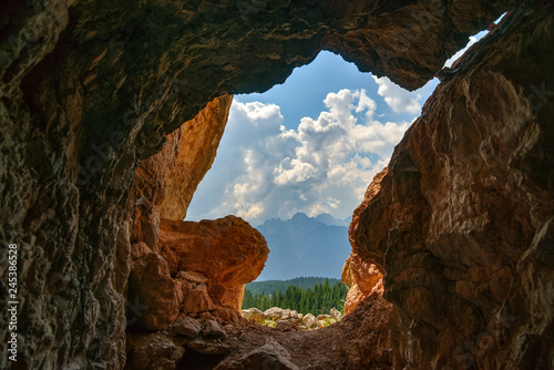 Cave in Auronzo mountain Dolomites in the north east of Italy