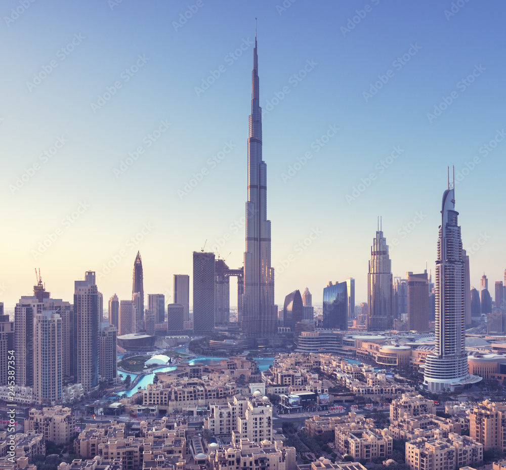 Naklejka premium Panoramę Dubaju, Zjednoczone Emiraty Arabskie