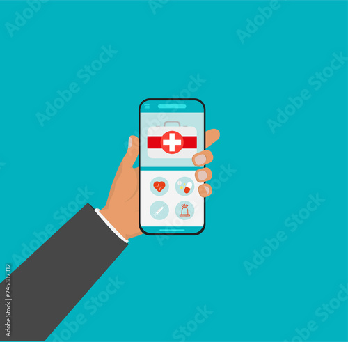 Modern flat design with a group of miniature business people analyse data together. Tiny people characters.