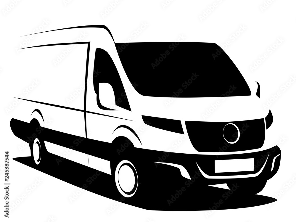 Dynamic vector illustration of a commercial delivery van used for transporting cargo