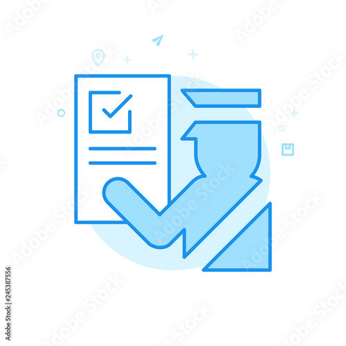 Customs Clearance Flat Vector Icon, Symbol, Pictogram, Sign. Light Blue Monochrome Design. Editable Stroke