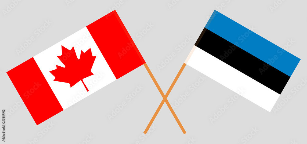 Estonia and Canada. The Estonian and Canadian flags. Official colors. Correct proportion. Vector