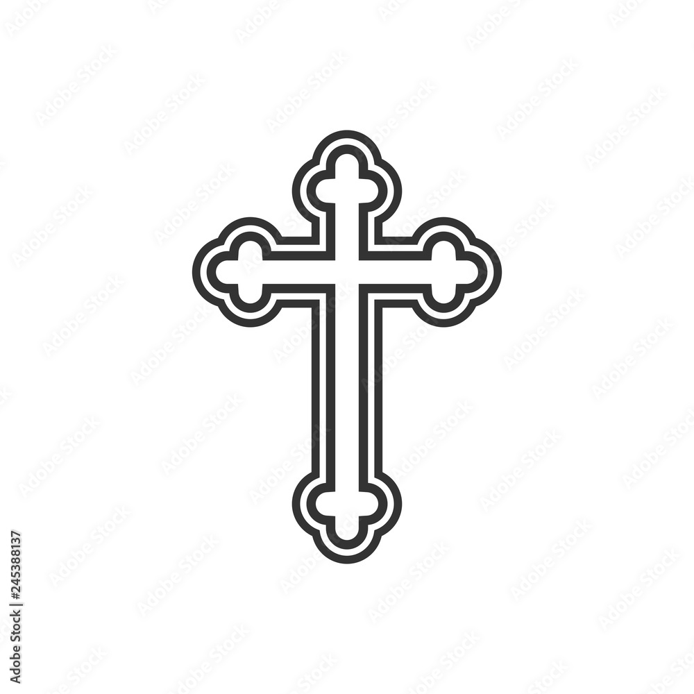 Orthodox cross icon. Flat design. Vector illustration.