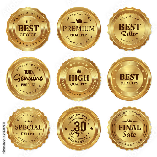 set of luxury gold badges and labels photo