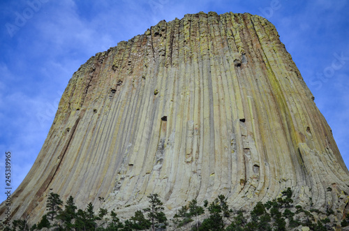 Close up view of Devils Tower National Monument in Wyoming