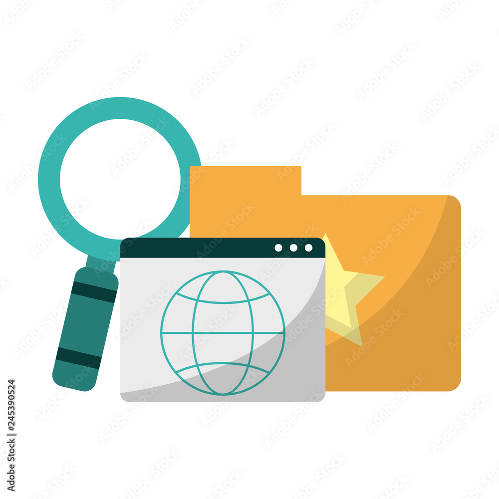 Folder with website and magnifying glass Folder with website and magnifying glass