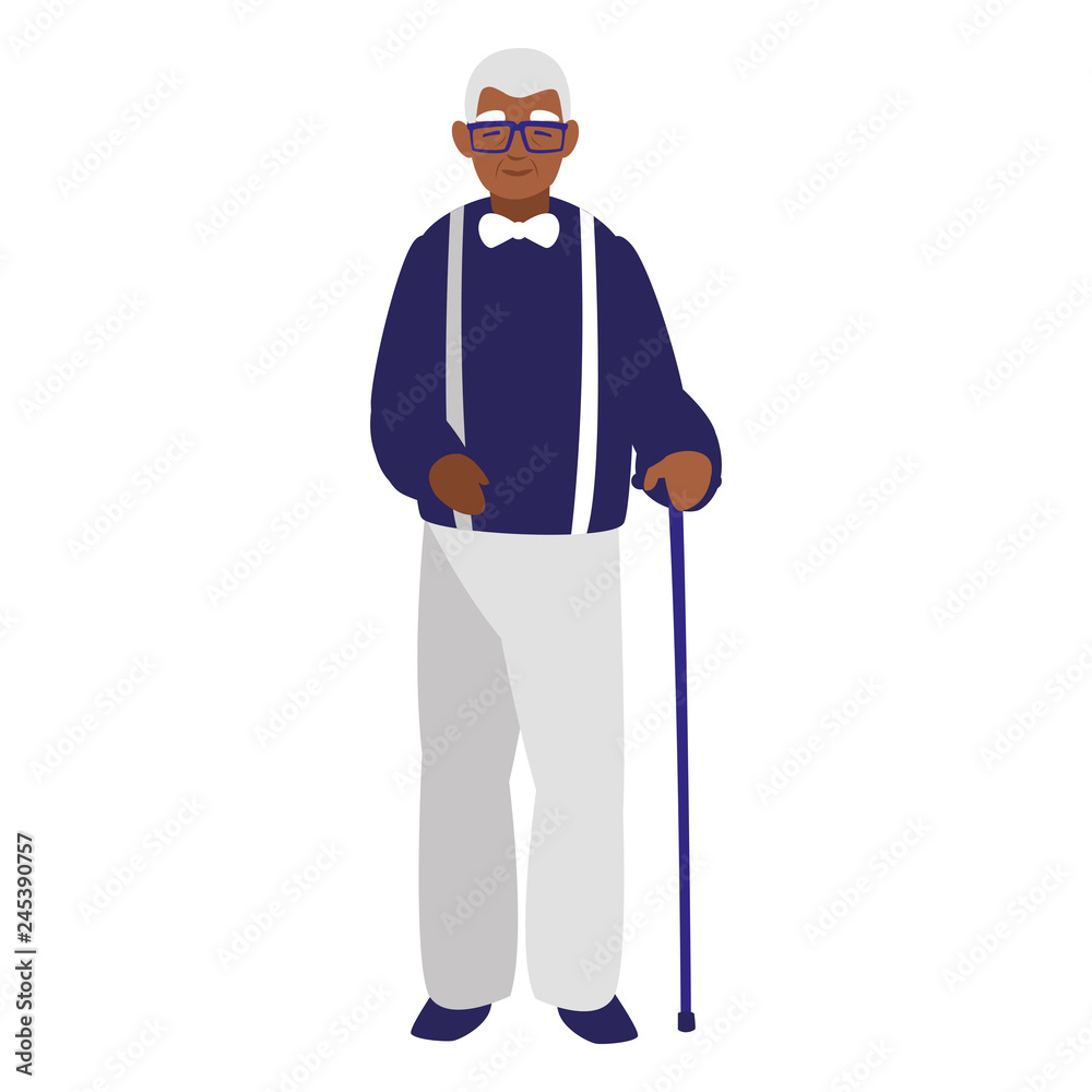 cute grandfather black avatar character cute grandfather black avatar character