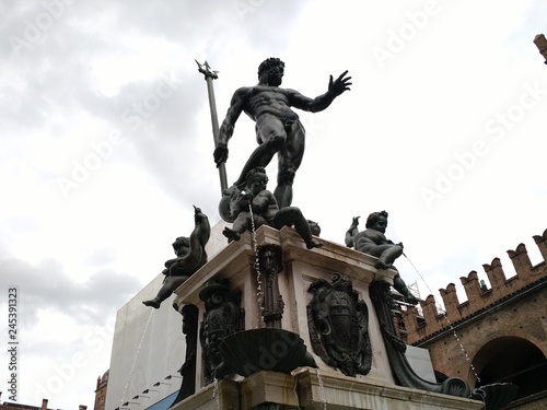 The Fountain of Neptune at Piazza del Nettuno  Bologna  Italy