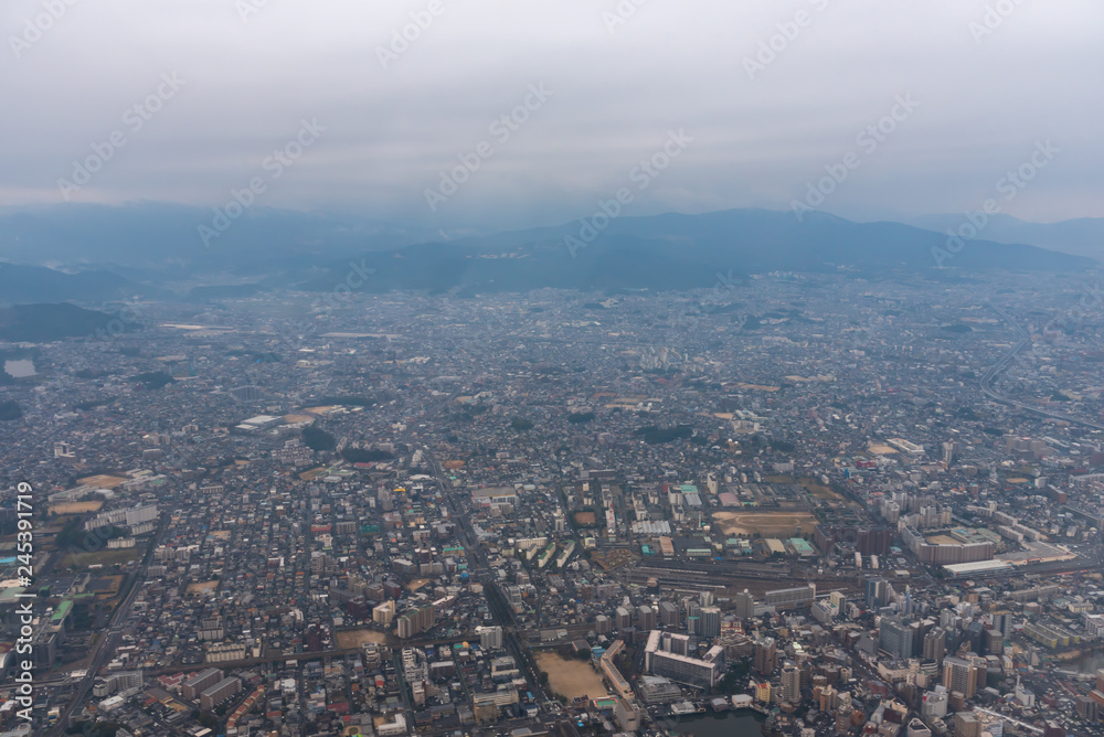 a bird's eye view of Fukuoka City, Japan