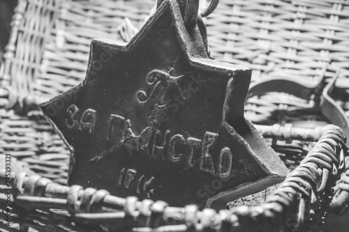 Heavy iron medal, which alcoholics were forced to wear punishment for addiction to old times. The inscription on it: For drunkenness.