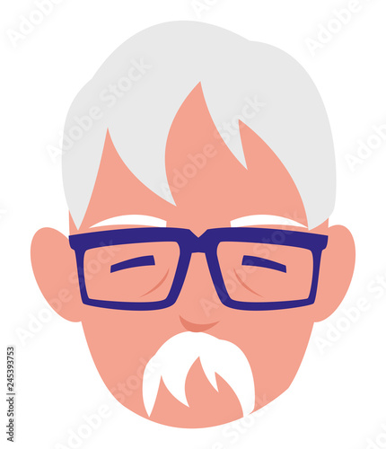 cute grandfather head avatar character