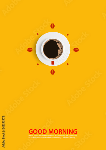 concept coffee cup time clock coffee Anytime, anywhere good morning Poster and text