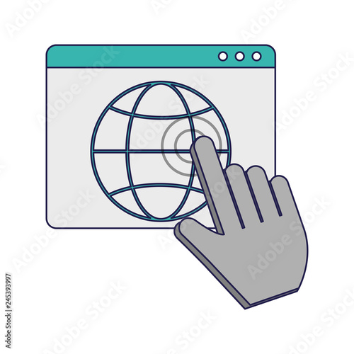 Click cursor with website symbol