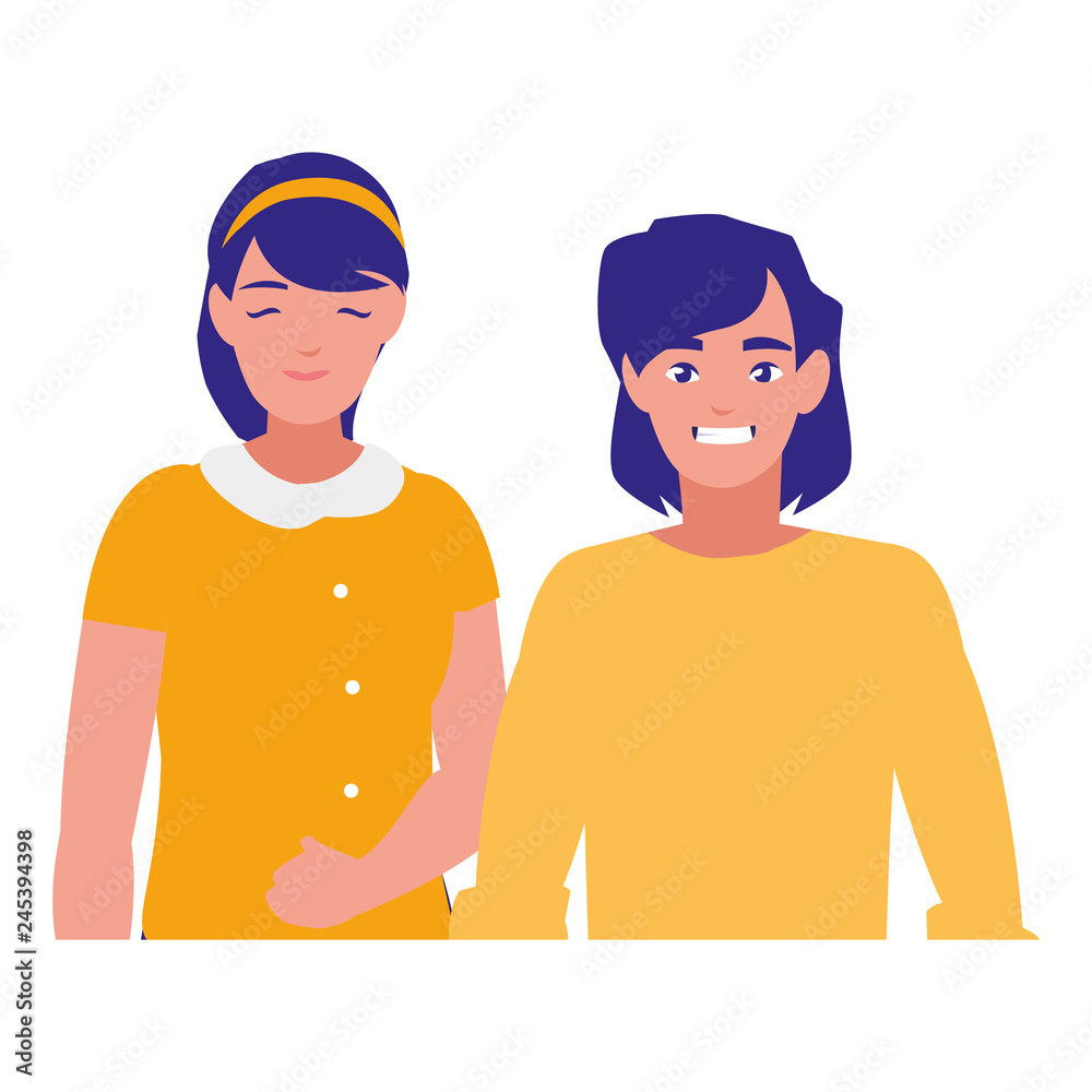 young couple avatars characters young couple avatars characters
