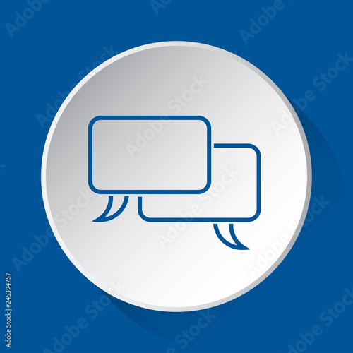 two outline speech bubbles, simple blue icon