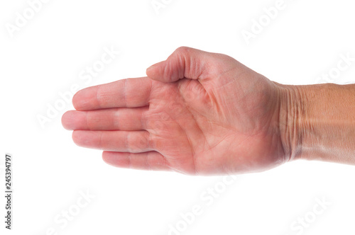 Hand pointing direction on white background