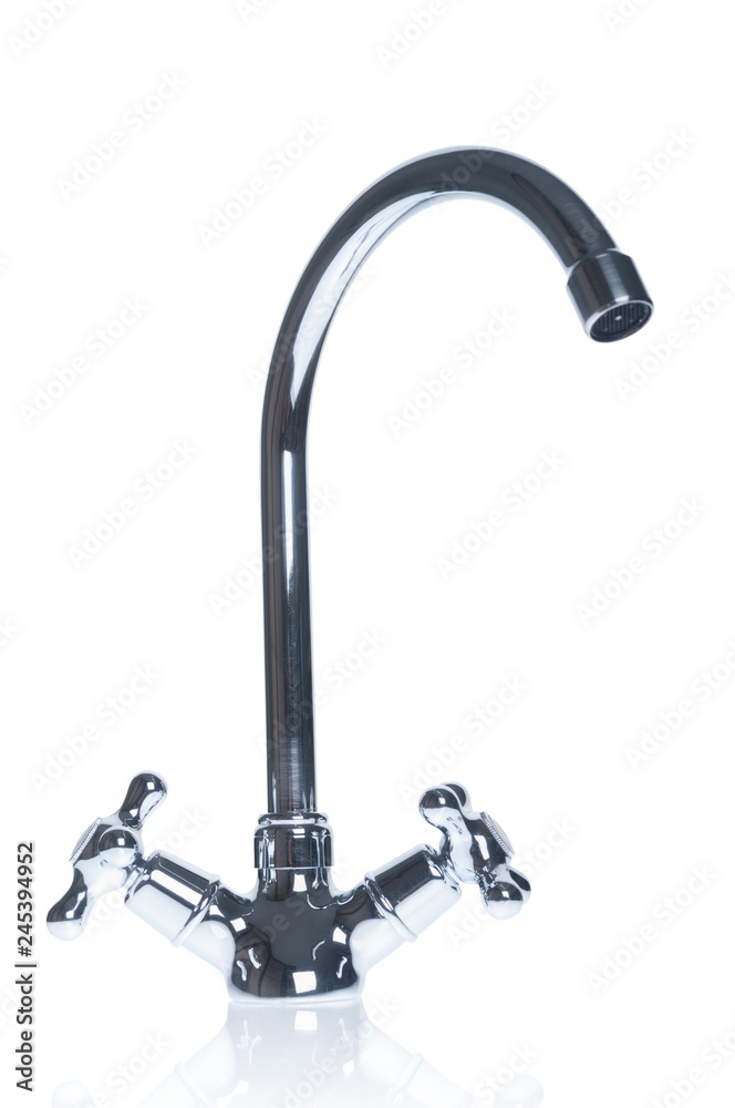 Modern faucet close up isolated on white background Modern faucet close up isolated on white background