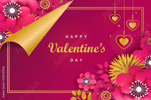 Postcard for Valentine's Day. Collage in paper cutting style. Illustration for design certificate, banner, poster, etc.