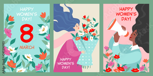 Set of vector postcards to the international women's day