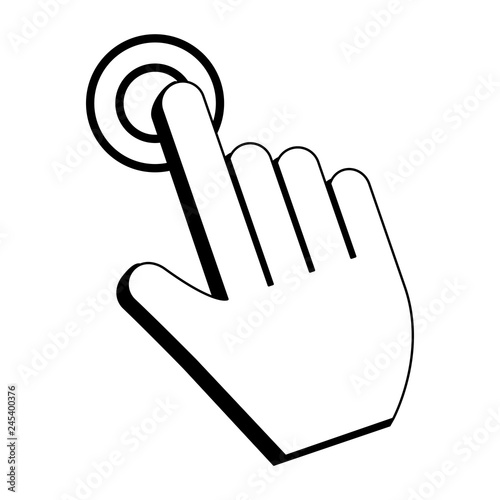 Click cursor touch symbol in black and white