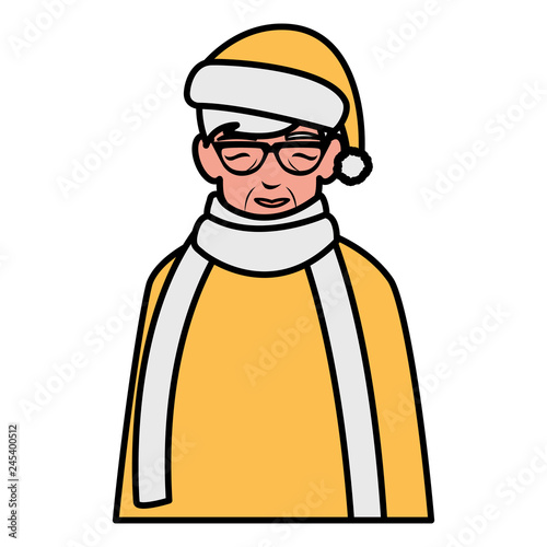 cute grandfather with winter clothes