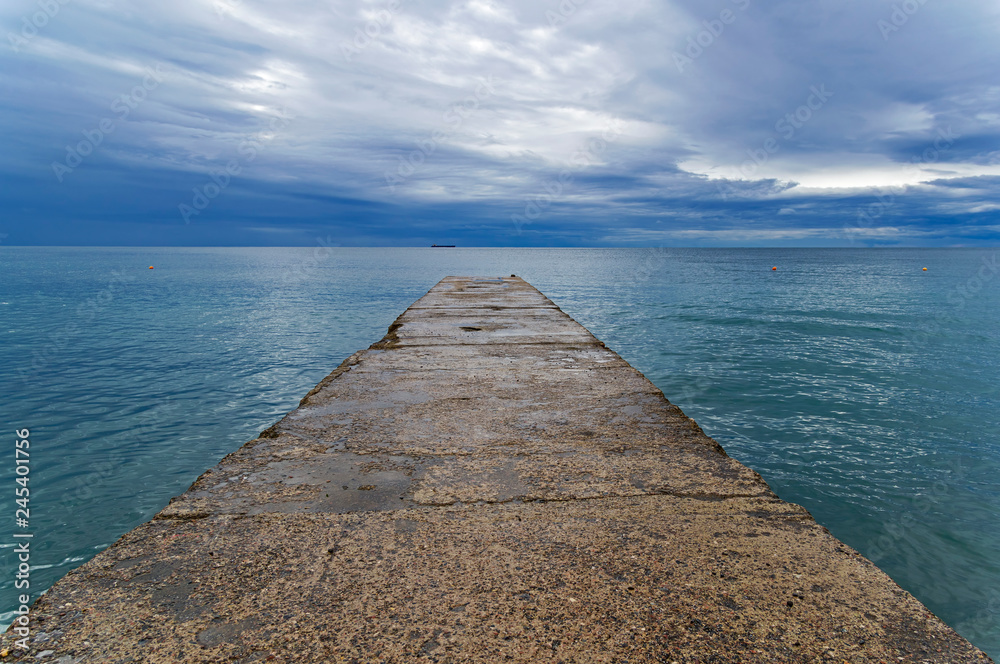 View from the breakwater towards the sea horizon. View from the breakwater towards the sea horizon.