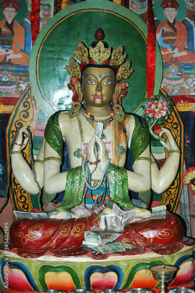 Statue of Guru Rinpoche in a Tibetan monastery near the sacred mountain Kailash, Tibet China