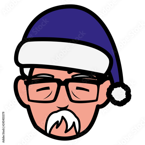 cute grandfather head with winter hat