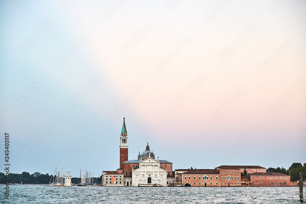 Venice city with famous cathedral on water