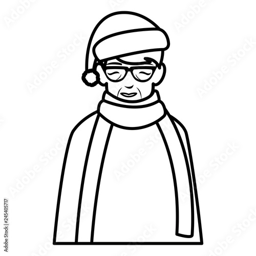 cute grandfather with winter clothes