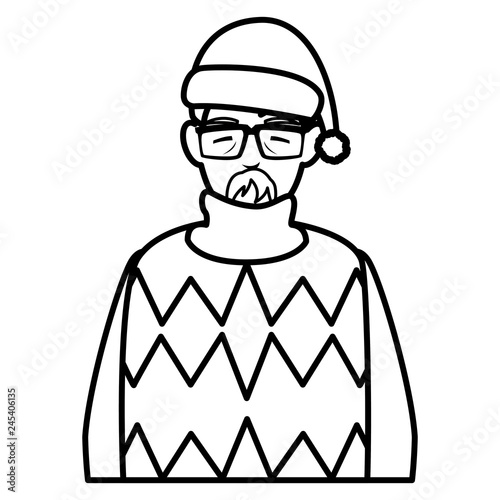 cute grandfather with winter clothes