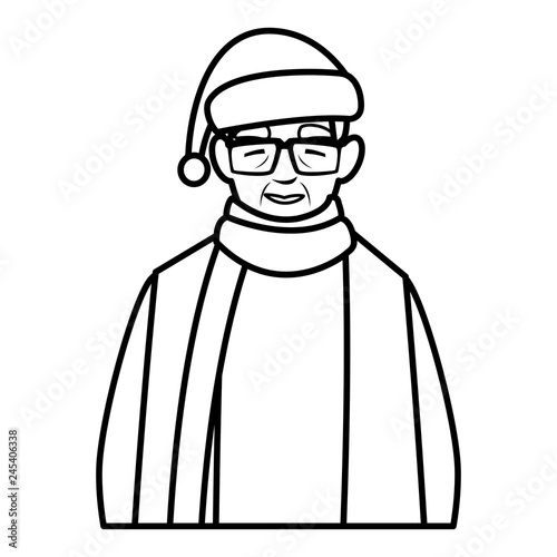 cute grandfather with winter clothes