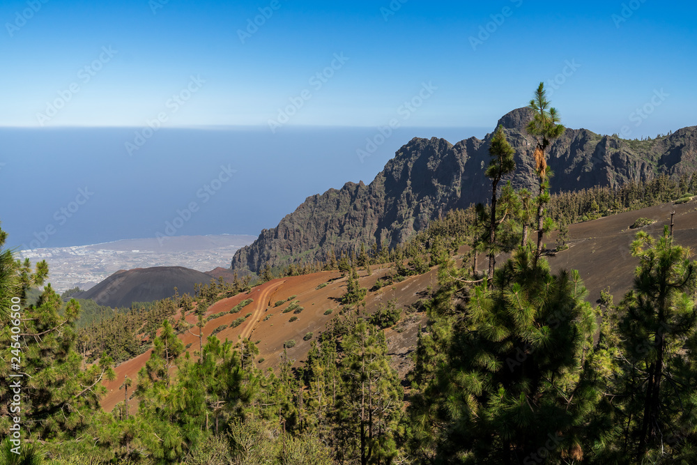 View of the valley and the small town of Guimar. Viewpoint Mirador de La Crucita. Tenerife. Canary Islands. Spain. View of the valley and the small town of Guimar. Viewpoint Mirador de La Crucita. Tenerife. Canary Islands. Spain.