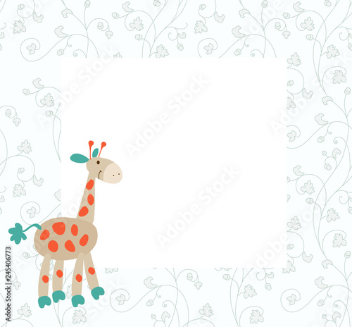 Vector baby pattern. Illustration with cute animals and toys for kids. Childrens background for wallpaper or textile. Baby shower pattern  brightfr or birthday greeting card.