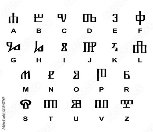 Ancient glagolitic alphabet.Vector illustration photo
