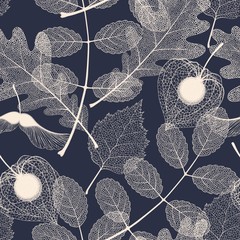 Sierkussen Bladnerven patronen Verfijnd skeletblad botanisch vector motief  © olga_igorevna