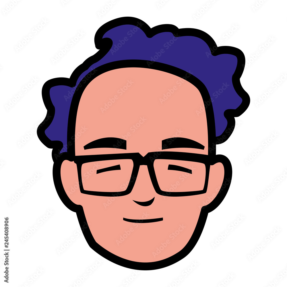 young man with glasses head young man with glasses head