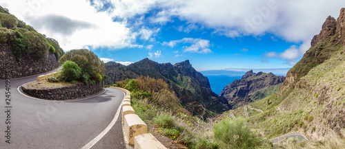 Iconic road in Teno mountains with curved mountain road