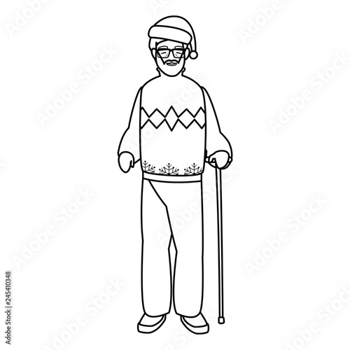 cute grandfather with winter clothes