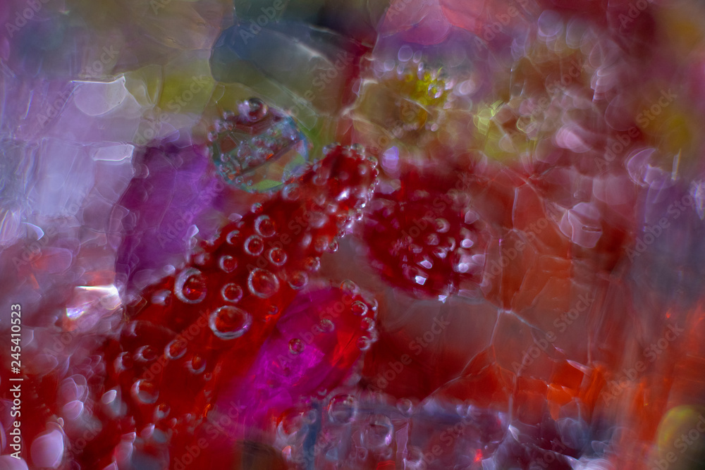 Kolorowe bąbelki z kolorowymi koralikami makro - obrazy, fototapety, plakaty 
