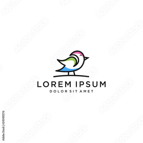 bird logo vector line outline monoline