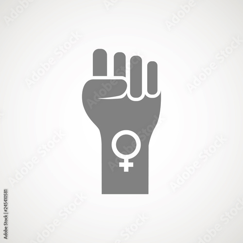Female Woman Feminism Protest Hand Icon Raised women s fist isolated - symbol unity or solidarity, with oppressed people and women s rights.- Vector