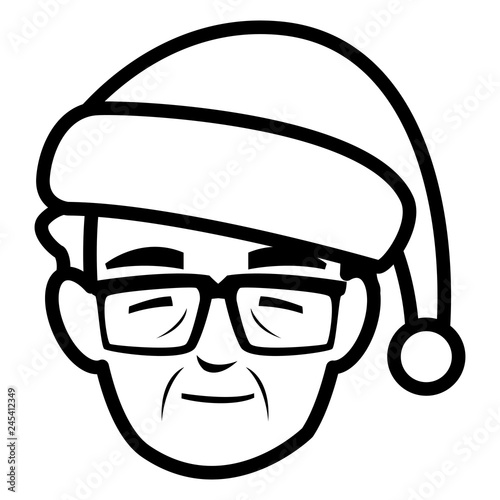 cute grandfather head with winter hat