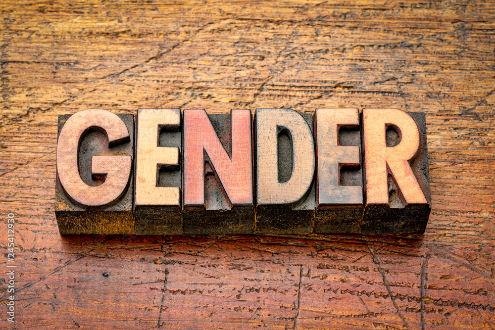 Fototapeta premium gender word in wood type