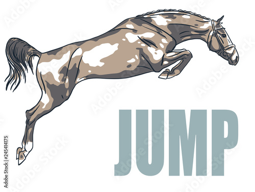 A logo of a jumping horse.