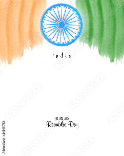 Indian Republic day concept with text 26 January.