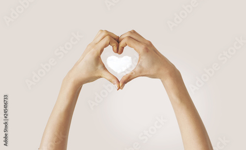 Heart from hands on a white background