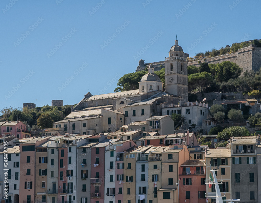 View of the beautiful seaside village in summer in the Cinque Terre area, Italy.